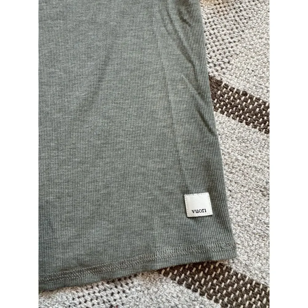 Vuori Pose Fitted Tee Rib Knit Green Crop Women’s Small Short Sleeve Shirt - Picture 2 of 6